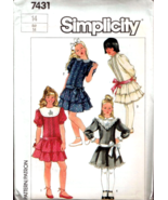Simplicity Sewing Pattern 7431 Size 14 Girls&#39; Dropped Waist Dress 1986 T... - £5.11 GBP