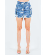 American Bazi Jacquard Trim Cargo Mini Denim Skirt - $60.67