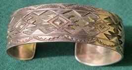 Native American Cuff Bracelet Signed Sterling D. 31.1 Grams Handmade Vintage - £156.60 GBP