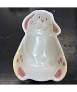 Sur La Table Easter Bunny Rabbit 7”Candy Dish Centerpiece White Pink Ret... - $21.80 CAD