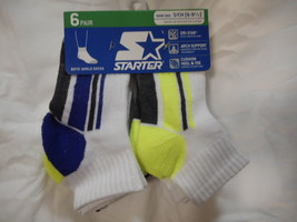 Boys Starter Ankle Socks 6 Pair Size Small 6- 9 1/2 White Stripes Arch S... - $8.98