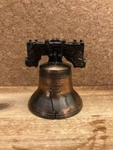 Vintage Miniature Liberty Bell Bronze Colored Metal Collectible approx 2.5&quot; - £6.55 GBP