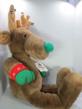 VINTAGE APPLAUSE TWINKLES THE GREEN NOSED REINDEER 32&quot; Plush Stuffed Ani... - £19.09 GBP