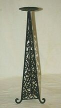 Wrought Iron Twisted Metal Triangle Candlestick Candle Holder Mantel Cen... - $24.74