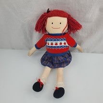 Eden MADELINE 14&quot; Rag Doll Plush Plaid Skirt Apple Sweater School Outfit Vintage - £6.95 GBP