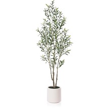 Artificial Olive Trees, 6 Ft Tall Fake Olive Trees For Indoor, Faux Olive Silk T - £110.30 GBP