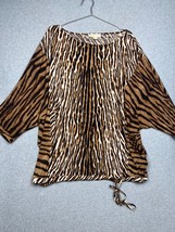 Michael Kors Womens Blouse Plus Size 2X Tiger Print Modern Retro 90s Tie Waist  - £26.08 GBP