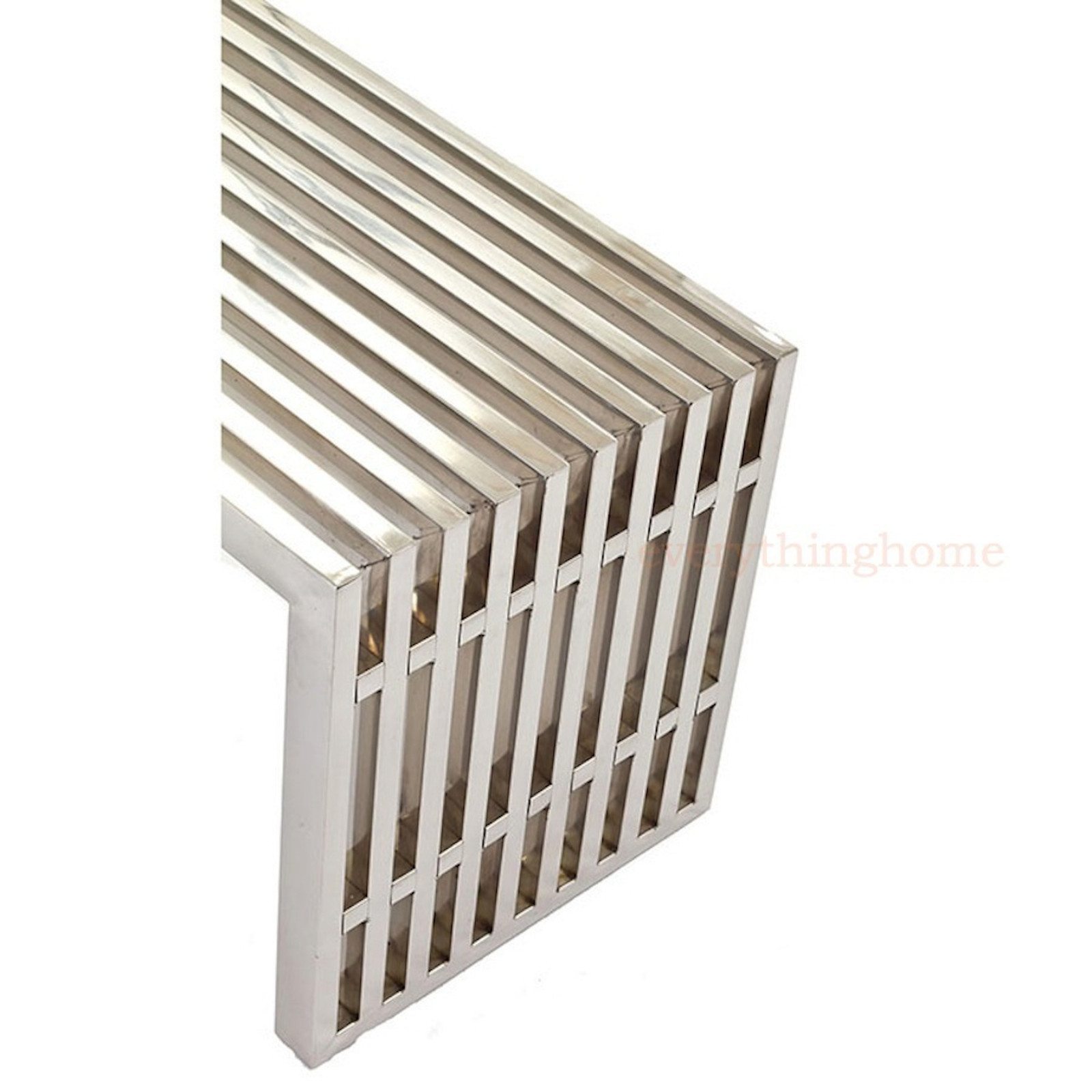 Modern Stainless Steel Slat Gridiron 47" Bench Seat Coffee Table Indoors or Out Item image 3