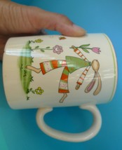 Pottery AURORA Big Coffee Tea MUG Cup with Bunny hare rabbit Easter pattern - $12.31