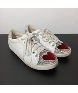 Betsey Johnson Blair Velvet Heart Sneakers White Silver Glitter Lace Up ... - £26.32 GBP