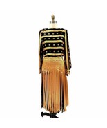 1980s VTG Raul Blanco Metallic Gold/Black  Stunning Polyester Evening Dress Sz S - $217.40