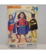 SIMPLICITY 1035 GIRLS SIZE 3-8 BAT GIRL WONDER WOMAN SUPER GIRL SEWING P... - $9.64