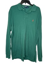 Polo Ralph Lauren Mens Shirt Long Sleeve Henley Polo Cotton Pony Logo Green XL - £19.75 GBP