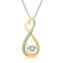 10k Yellow Gold Womens Round Diamond Infinity Moving Twinkle Pendant .03 Cttw - £155.58 GBP