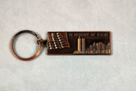 Copper Keychain Twin Towers &quot;In Memory of 9.11.01&quot; New York Skyline USA Flag - $14.01