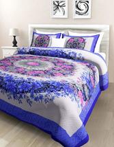 Traditional Jaipur Printed Cotton Floral Bedsheet, Sanganeri Jaipuri Bedcover Be - £26.36 GBP