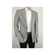 Men Sport Coat by Berlusconi Turkey Soft European Plaid #AT77 02 Gray Linen image 3