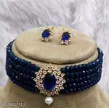 Kundan Choker Meena Necklace Earrings Jewelry Set Trending 2023 Latest Design 02 - £16.33 GBP