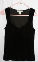 BLACK VELVET SLEEVELESS TOP SZ SM V NECK #8435 - £8.63 GBP