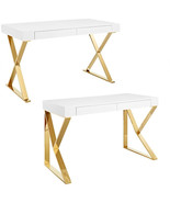 Modern White Gold Adjacent Triangle Leg Or Cross X Leg Office Writing Ta... - $711.16 CAD+
