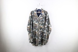 Vintage 90s Streetwear Mens XL All Over Print Nature Chamois Cloth Button Shirt - £29.70 GBP