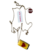 Betsey Johnson Back to School Yellow Bus Stop Heart Necklace - $89.07