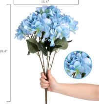 Louiesya Artificial Flowers Silk Hydrangea Flowers with 5 Big Heads Fake Flower  - £16.87 GBP