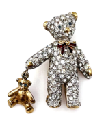 Vintage Collectible Carolee Crystal Teddy Bear Brooch Pin - $64.35