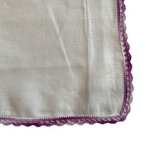 Handkerchief White Hankie Purple Gradient Border 12x11.5” - £5.65 GBP