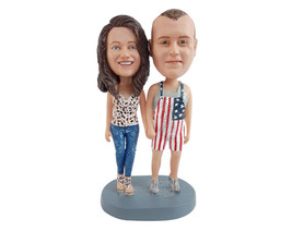 Custom Bobblehead Funny looking couple wearing overalls and nice shoes - Wedding - £120.22 GBP