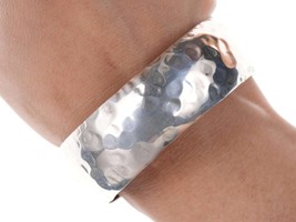 Retro Mexican Sterling silver hammered cuff bracelet - £69.24 GBP