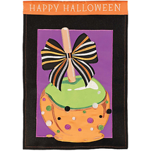 Flag Candy Apple Happy Halloween Double Applique Flag 29X42 Inches - £32.16 GBP