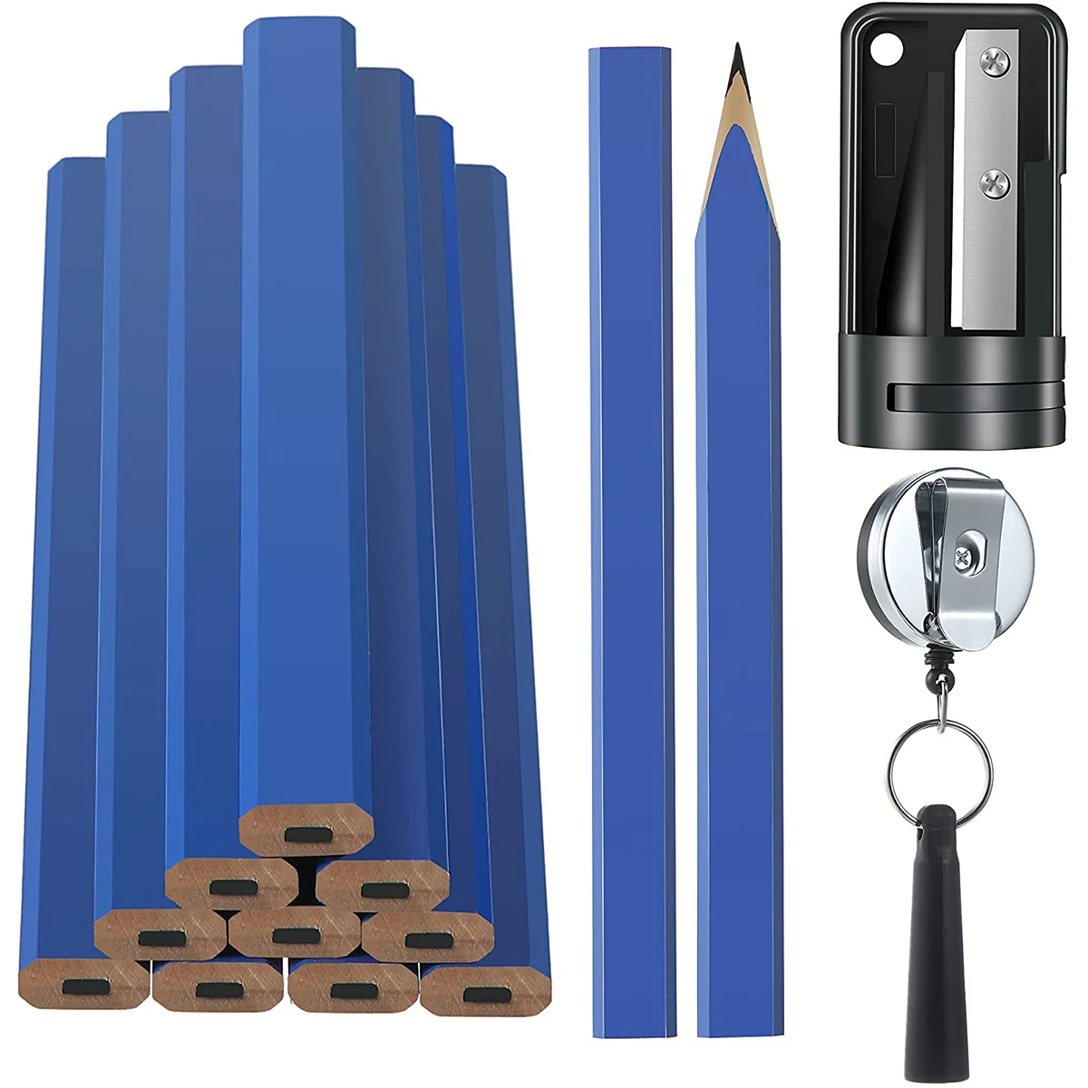 12Pcs Carpenter Pencil with Pencil Sharpener Flat  Construction Pencil w... - $64.19