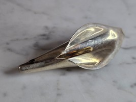 Womens Vintage Estate Sterling Silver Calla Lily Brooch 16.8g E7153 - £91.63 GBP