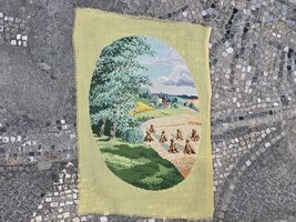 Wiehler gobelin, finished oval needlepoint tapestry, Summer scene , Four... - $30.00