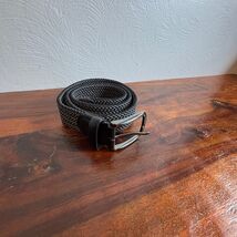 Original Penguin Mens Braided Elastic Web Belt Black Grey Leather Trim H... - $16.63