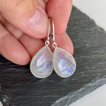 Rainbow Moonstone Gemstone Teardrop Handmade 925 Sterling Silver Earring Jewelry - £17.94 GBP