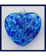 Hanging Glass Heart 4&quot; Blue &amp; Aqua  Speckles &amp; Swirls (1) #12 - €14,42 EUR