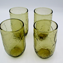 Vintage Anchor Hocking Juice Glasses Textured Set of 4 Amber Leaves      88 - $272.83 MXN