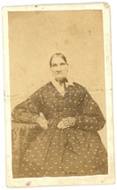 CIRCA 1870&#39;S CDV Featuring Older Woman Stern Expression Wearing Dress &amp; Bonnet - £7.45 GBP