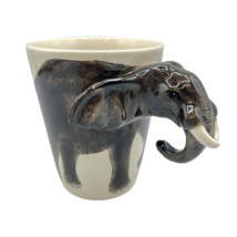 World Market Elephant Mug Coffee ALABAMA 3D Trunk Down Handle Ivory &amp; Gr... - $23.33