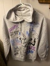 Space Jam Tune Squad Gray Hooded Sweatshirt Women&#39;s Size XL 15-17 Pet Smoke Free - £15.53 GBP