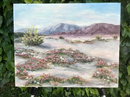 PEARL M FINK Original 1950s MODERN DESERT LANDSCAPE Oil &amp;Board Californi... - £647.26 GBP