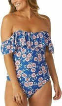 New $78 Raisins Maui One Piece Swimsuit Off the Shoulder Blue Multi-floral XL - £19.37 GBP