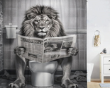 Funny Lion Shower Curtain, Funcy Humor Leo Animal on Toilet Shower Curta... - $37.22