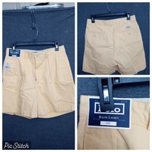 Polo Ralph Lauren Vintage Andrew Chino Shorts Mens 32 Yellow Pleated Cotton - $23.99