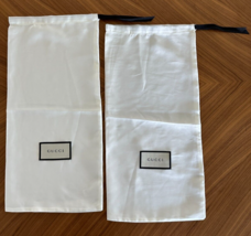 2 AUTHENTIC GUCCI WHITE SATIN LOGO  DUST BAG  STORAGE SHOE COVER 17x8” Each - £19.74 GBP