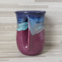 Purple Hand-Thrown Drip Glazed 12 oz. Handwarmer Coffee Mug Cup Signed - $15.27