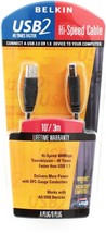 USB 2 High Speed Cable 10&#39; feet A Plug/B Plug Black PRO Series BELKIN F3... - $27.42
