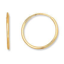 1 PAIR OF 14K Gold Earring Endless Round Hollow Hoop Earring 12 16 21 27 35 MM - £23.35 GBP